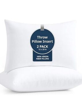 LANE LINEN 12x20 Pillow Insert - Pack of 2 White
